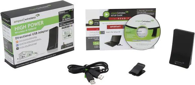 Alt view image 6 of 6 - Amped Wireless UA1000 High Power Wireless-N 500mW Directional USB Adapter