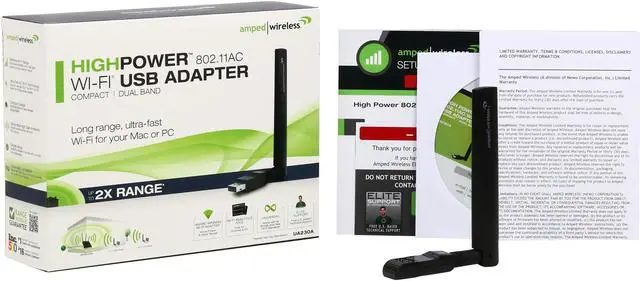 Alt view image 5 of 5 - Amped Wireless UA230A High Power 802.11ac Wi-Fi USB Adapter