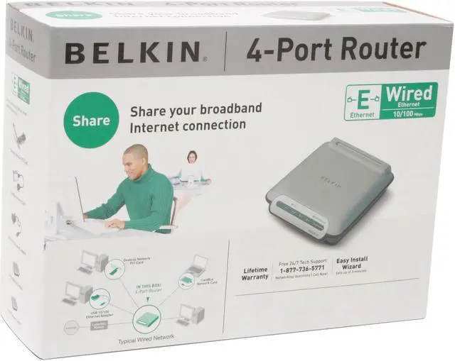 Alt view image 4 of 5 - BELKIN F5D5231-4 Cable/DSL Gateway Router 1 x RJ45 WAN Ports 4 x 10/100Mbps LAN Ports