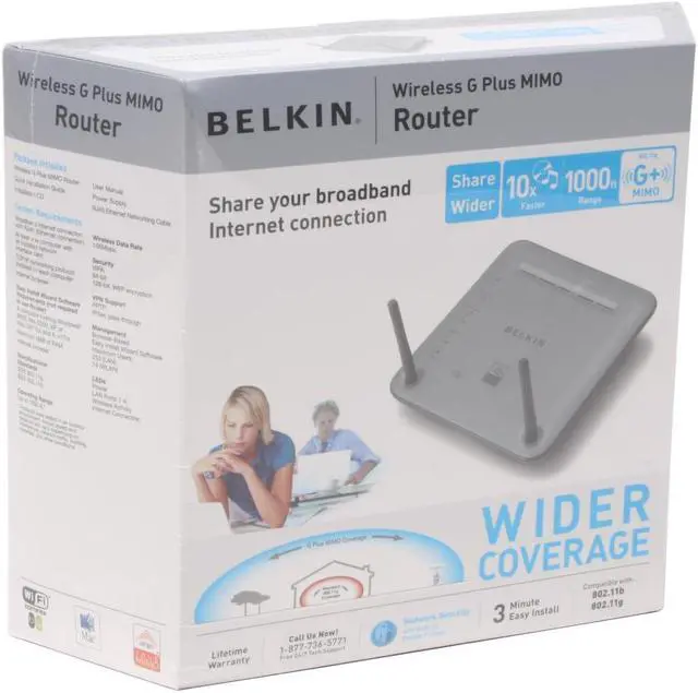 Alt view image 5 of 5 - BELKIN F5D9230-4 Wireless G Plus MIMO Router IEEE 802.3/3u, IEEE 802.11b/g