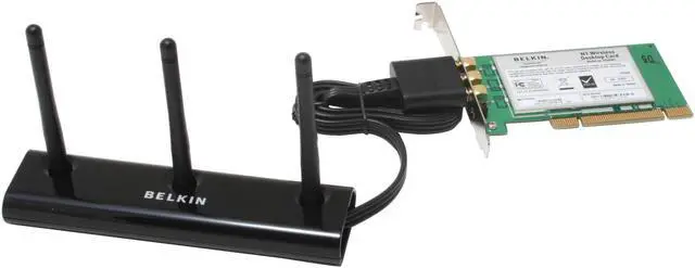 Main image of BELKIN F5D8001 N1 Wireless Desktop Card IEEE 802.11b/g, IEEE 802.11n Draft 32bit PCI Up to 300Mbps Wireless Data Rates