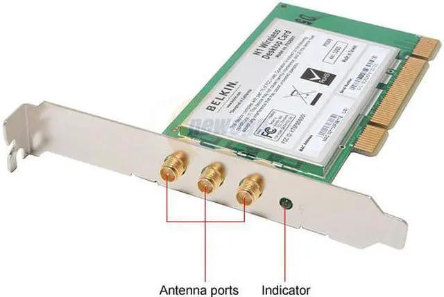 Alt view image 2 of 6 - BELKIN F5D8001 N1 Wireless Desktop Card IEEE 802.11b/g, IEEE 802.11n Draft 32bit PCI Up to 300Mbps Wireless Data Rates
