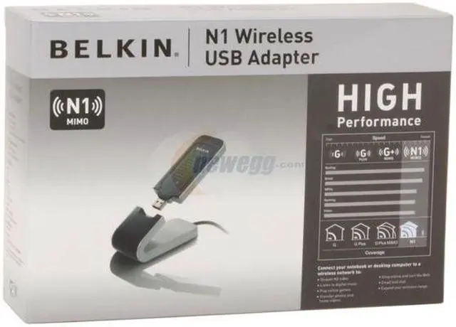 Alt view image 6 of 6 - BELKIN F5D8051 N1 Wireless Adapter IEEE 802.11b/g, IEEE 802.11n Draft USB 2.0 Up to 300 Mbps in 40MHz Channel Mode Wireless Data Rates
