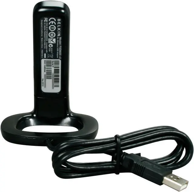 Alt view image 4 of 7 - BELKIN F5D8055 Wireless N+ Adapter (Black) IEEE 802.11b/g, IEEE 802.11n Draft 2.0 USB 2.0 Up to 300Mbps Wireless Data Rates