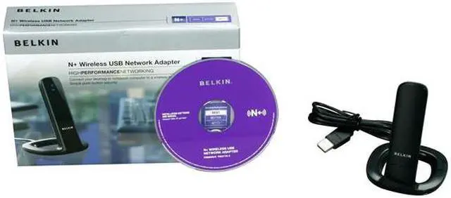 Alt view image 7 of 7 - BELKIN F5D8055 Wireless N+ Adapter (Black) IEEE 802.11b/g, IEEE 802.11n Draft 2.0 USB 2.0 Up to 300Mbps Wireless Data Rates