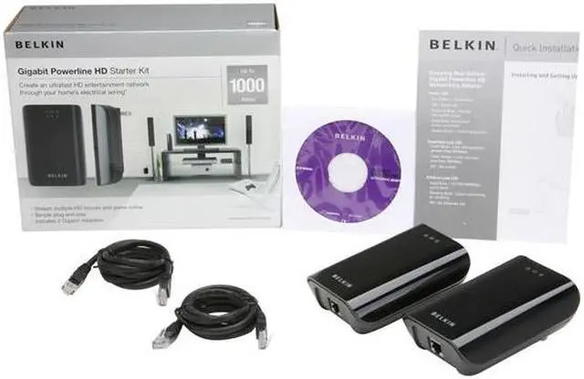 Alt view image 7 of 7 - BELKIN F5D4076 Gigabit Powerline HD Starter Kit