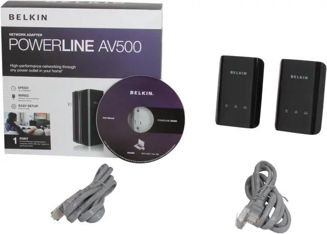 Alt view image 6 of 6 - BELKIN F5D4085 Powerline AV500 Kit Up to 500Mbps