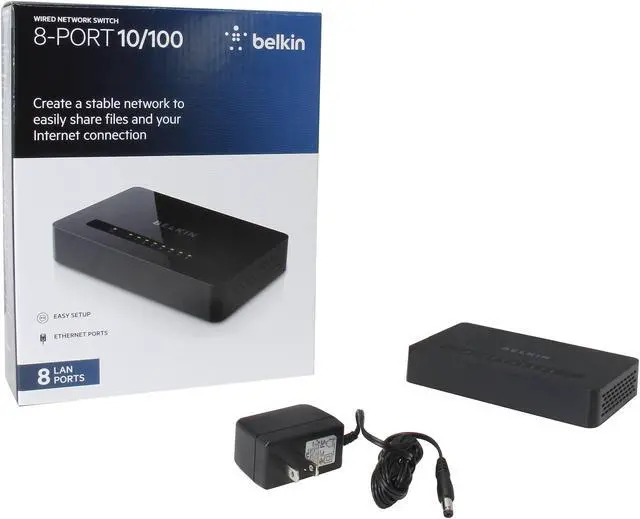 Alt view image 5 of 5 - BELKIN F4G0800 8-Port Network Switch