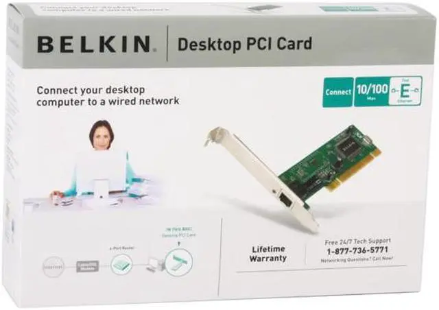 Alt view image 6 of 6 - BELKIN F5D5000 Desktop Network Card 10/100Mbps PCI 1 x RJ45