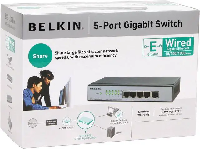 Alt view image 5 of 5 - BELKIN F5D5141-5 5-Port Gigabit Switch