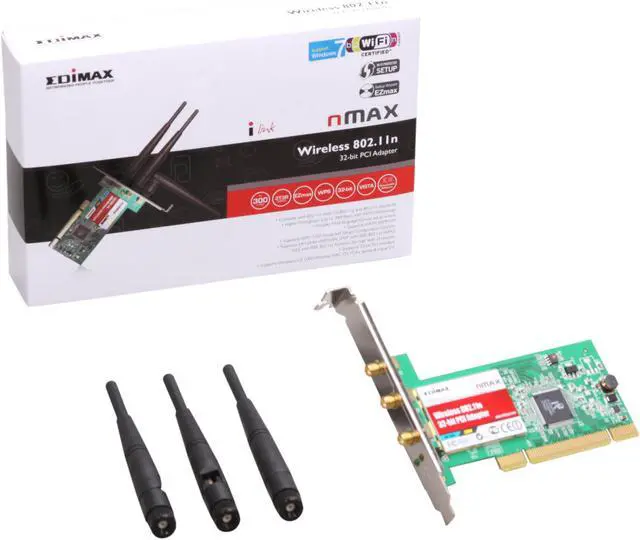 Alt view image 5 of 5 - EDIMAX EW-7728In Wireless 802.11n Draft 2.0 PCI Card IEEE 802.11b/g, IEEE 802.11n Draft 32bit PCI Up to 300Mbps Wireless Data Rates