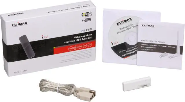 Alt view image 5 of 5 - EDIMAX EW-7711UMN Wireless nLITE Mini-size Adapter IEEE 802.11b/g/n USB 2.0 Up to 150Mbps Wireless Data Rates