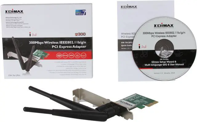 Alt view image 5 of 5 - Edimax EW-7612Pin 300 Mbps Wireless 802.11b/g/n PCI Express Adapter