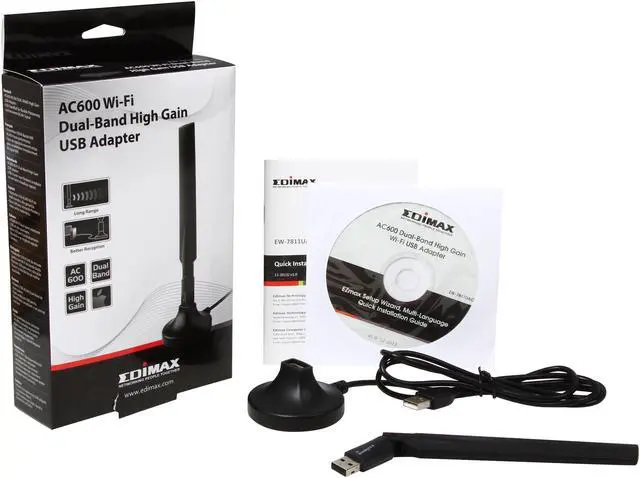 Alt view image 5 of 5 - EDIMAX EW-7811UAC AC600 Dual-band USB 2.0 Wireless Adapter with High Gain Antenna and a Free USB Extension Cradle for Longer Distances, Higher Performance Connections