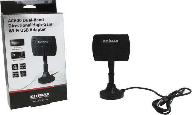 Alt view image 7 of 7 - EDIMAX EW-7811DAC AC600 Dual-band USB 2.0 Wireless Adapter with Directional High Gain Antenna and a Free USB Extension Cradle for Longer Distances, Higher Performance Connections