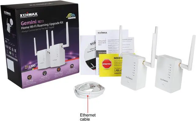 Alt view image 8 of 8 - Edimax Gemini RE11 Wi-Fi Roaming Kit, Two AC1200 Wi-Fi Extenders with Smart Roaming, Automatically Connected to Stronger Wi-Fi Signal