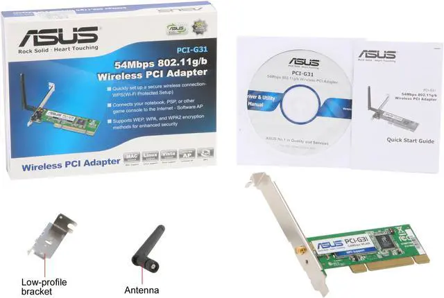 Alt view image 5 of 5 - ASUS PCI-G31 Wireless Adapter IEEE 802.11b/g 32bit PCI2.2 Up to 54Mbps Wireless Data Rates