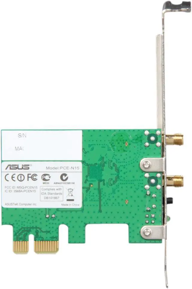 Alt view image 4 of 5 - ASUS PCE-N15 300Mbps Wireless-N Network Adapter, PCI-E interface, Full Height and Low Profile bracket, WPS button Support