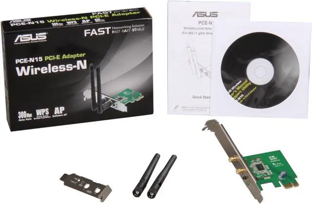 Alt view image 5 of 5 - ASUS PCE-N15 300Mbps Wireless-N Network Adapter, PCI-E interface, Full Height and Low Profile bracket, WPS button Support