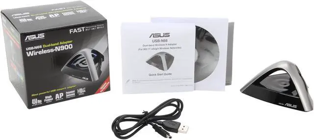 Alt view image 4 of 4 - ASUS USB-N66 Dual-band Wireless-N900 Adapter IEEE 802.11a/b/g/n USB 2.0 downlink up to 450Mbps, uplink up to 450Mbps(20/40MHz) Wireless Data Rates