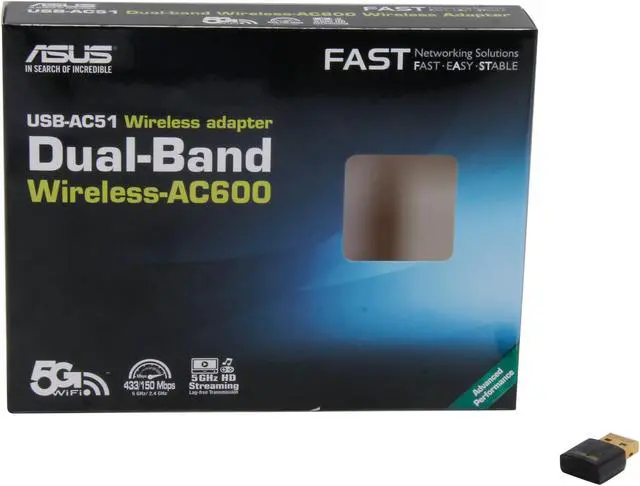 Alt view image 5 of 5 - ASUS USB-AC51 AC600 Dual-band WiFi Wireless Adapter