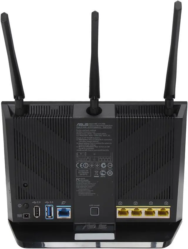 Alt view image 4 of 6 - ASUS RT-AC68R Wireless-AC1900 Dual-band Gigabit Router Factory Refurbished