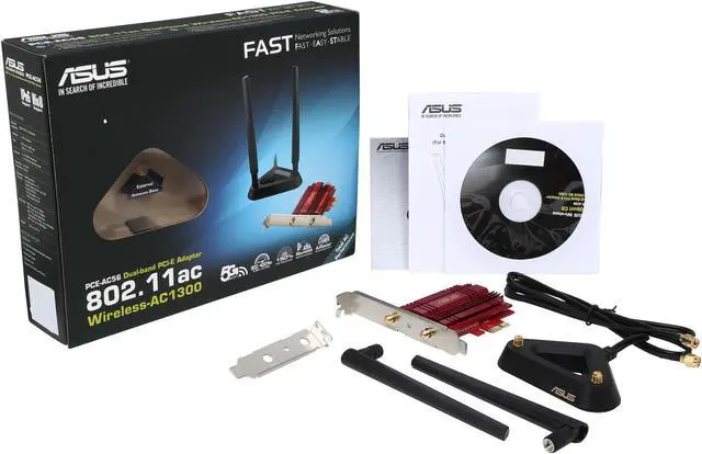 Alt view image 6 of 7 - ASUS PCE-AC56 2x2 802.11ac WiFi AC1300 PCIe Adapter
