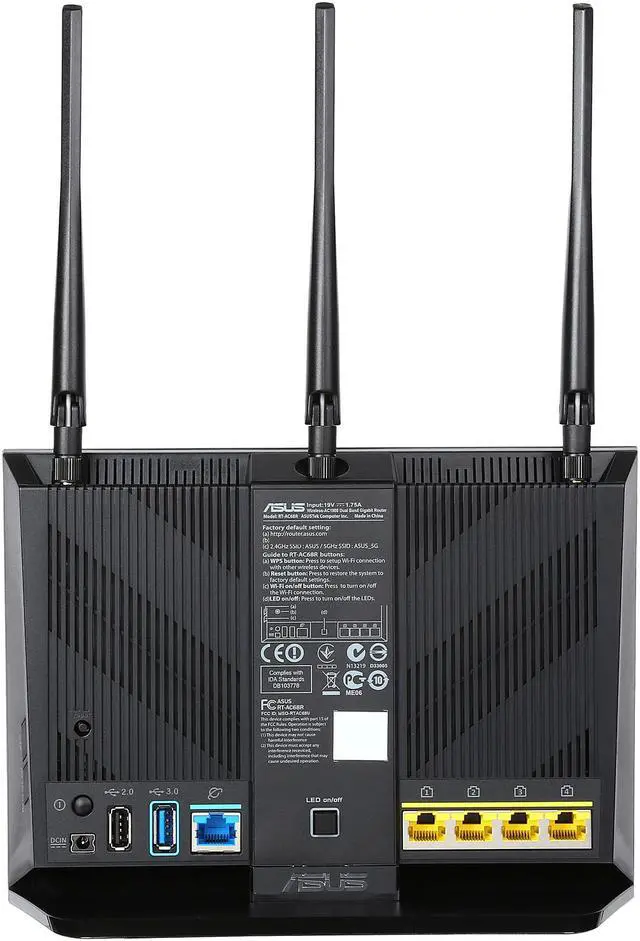 Alt view image 4 of 6 - ASUS RT-AC68R Wireless-AC1900 Dual Band Gigabit Router IEEE 802.11ac, IEEE 802.11a/b/g/n AiProtection with Trend Micro for Complete Network Security