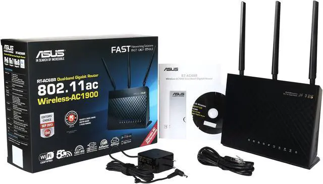 Alt view image 6 of 6 - ASUS RT-AC68R Wireless-AC1900 Dual Band Gigabit Router IEEE 802.11ac, IEEE 802.11a/b/g/n AiProtection with Trend Micro for Complete Network Security