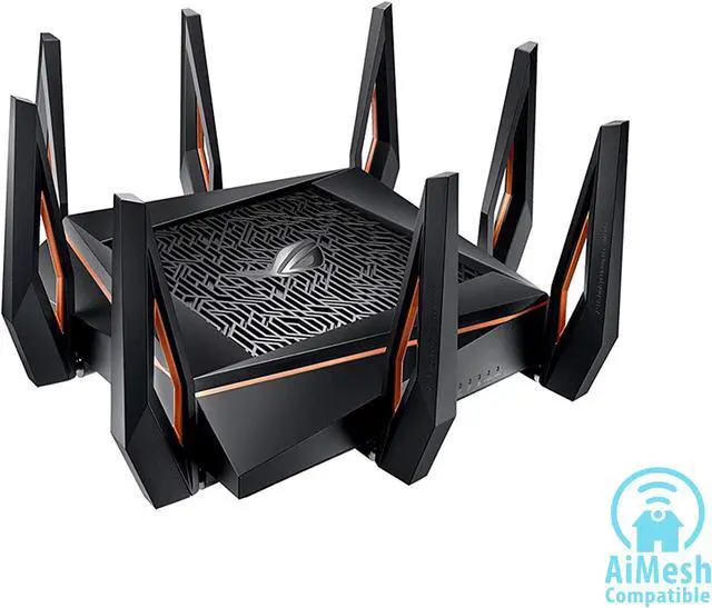 Alt view image 2 of 10 - ASUS ROG Rapture GT-AX11000 AX11000 Tri-band 10 Gigabit WiFi Router, AiProtection Lifetime Security by Trend Micro, AiMesh compatible for Mesh Wi-Fi System, Next-Gen Wi-Fi 6, Wireless 802.11Ax
