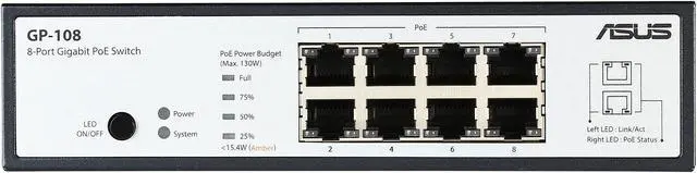Alt view image 2 of 6 - ASUS GP-108 8-Port Gigabit  PoE Switch
