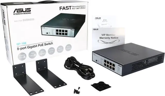 Alt view image 6 of 6 - ASUS GP-108 8-Port Gigabit  PoE Switch