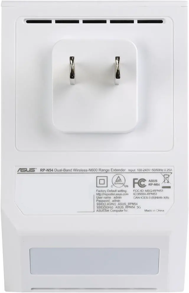 Alt view image 5 of 7 - ASUS RP-N54 Dual-Band (2.4 GHz, 5 GHz) Wireless N600 Repeater / Access Point / Media Bridge with RJ45 10/100 Ethernet and Audio Ports
