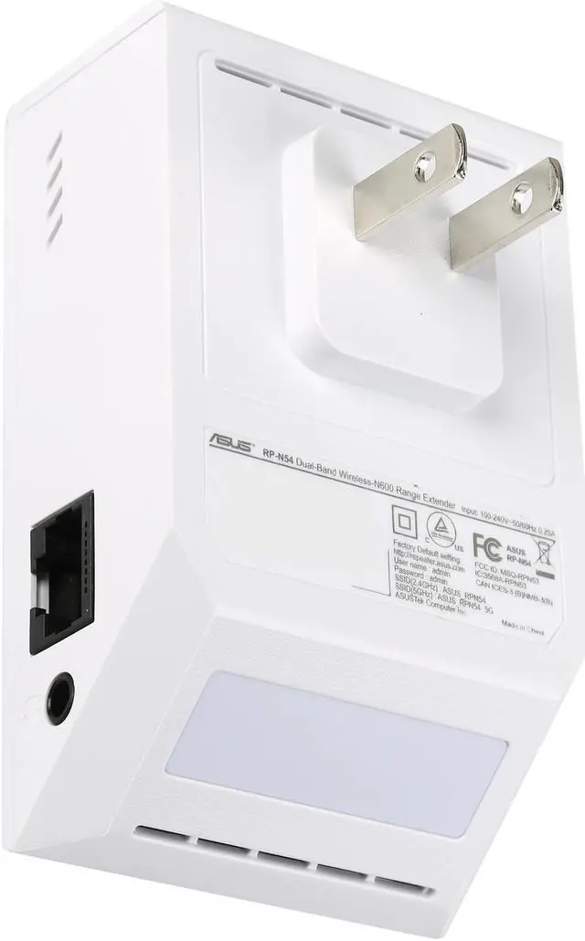 Alt view image 7 of 7 - ASUS RP-N54 Dual-Band (2.4 GHz, 5 GHz) Wireless N600 Repeater / Access Point / Media Bridge with RJ45 10/100 Ethernet and Audio Ports