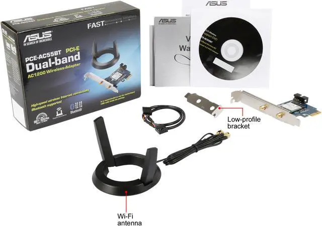 Alt view image 5 of 5 - ASUS PCE-AC55BT B1 AC1200 Wireless Bluetooth 4.2 PCIe/Mpcie Adapter