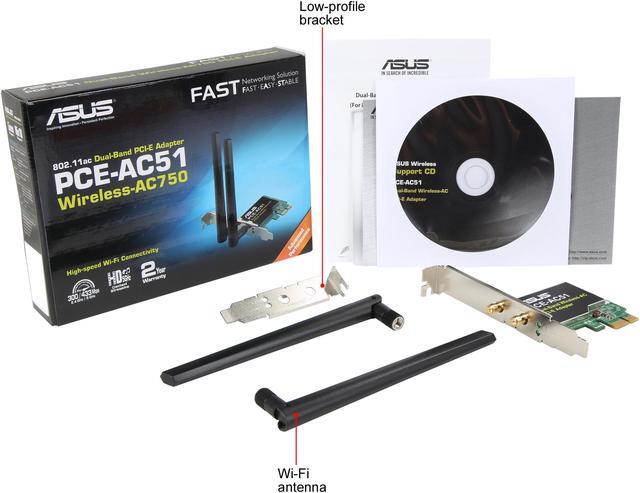 Alt view image 6 of 5 - ASUS PCE-AC51 AC750 Wireless Dual-Band PCI-E Adapter