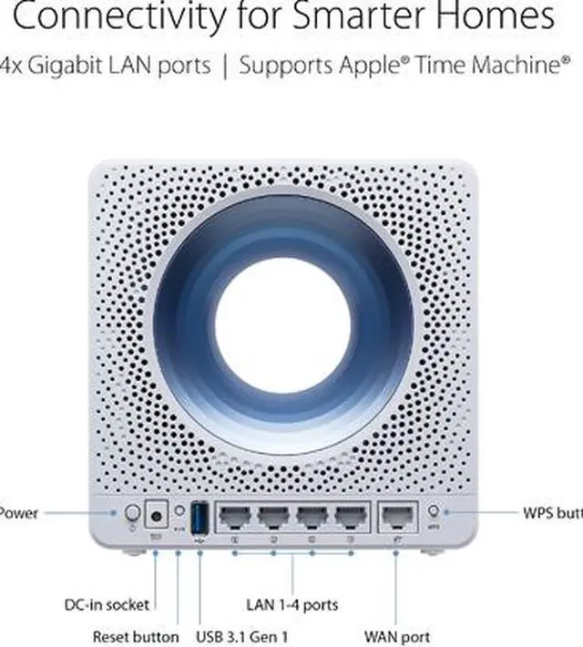 Alt view image 5 of 9 - ASUS Blue Cave AC2600 Dual-Band Wireless Router for Smart Homes, Featuring Intel Wi-Fi Technology and AiProtection Network Security Powered by Trend Micro