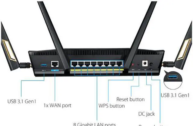 Alt view image 4 of 11 - ASUS AX6000 Dual-band WiFi 6 Gaming Router, game acceleration, Mesh WiFi support, Lifetime Free Internet Security, Gamer Private Network, Mobile Game Boost, Streaming & Gaming