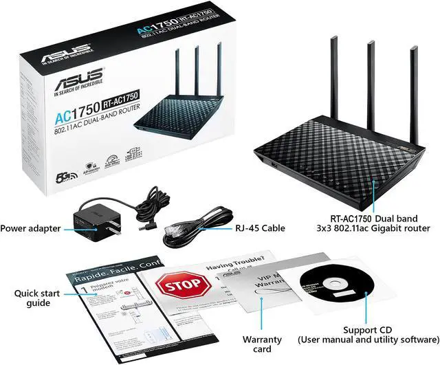 Alt view image 3 of 7 - ASUS RT-AC1750 B1 AC1750 Dual Band Gigabit Wi-Fi Router with AiProtection Network Security Powered by Trend Micro, Adaptive QoS and Parental Control