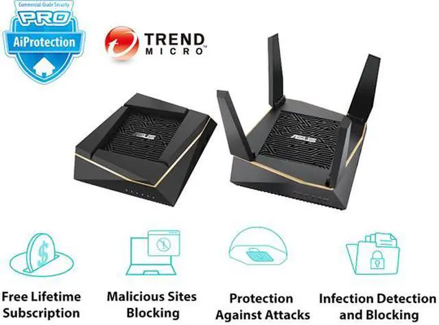 Alt view image 6 of 14 - ASUS RT-AX92U (2 Pack) AX6100 Tri-Band Wi-Fi 6 Gaming Mesh Router with 802.11Ax, Lifetime AiProtection Security by Trend Micro, AiMesh Compatible, Adaptive QoS & Parental Control