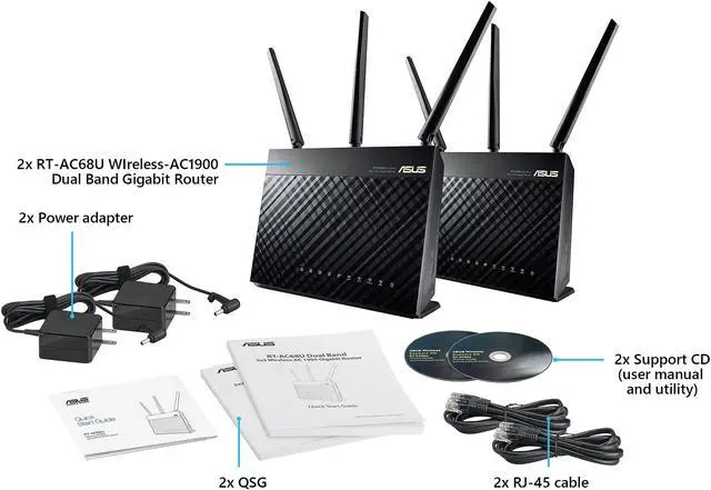Alt view image 4 of 6 - ASUS AiMesh AC1900 Whole Home Wi-Fi System, Dual-band 3x3 with USB 3.0 and AiProtection Powered by Trend Micro (RT-AC68U 2 Pack Retail)