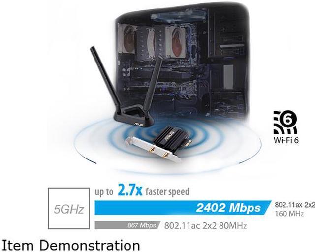 Alt view image 6 of 11 - ASUS AX3000 (PCE-AX58BT) Next-Gen WiFi 6 Dual Band PCIe Wireless Adapter with Bluetooth 5.0 - OFDMA, 2x2 MU-MIMO and WPA3 Security