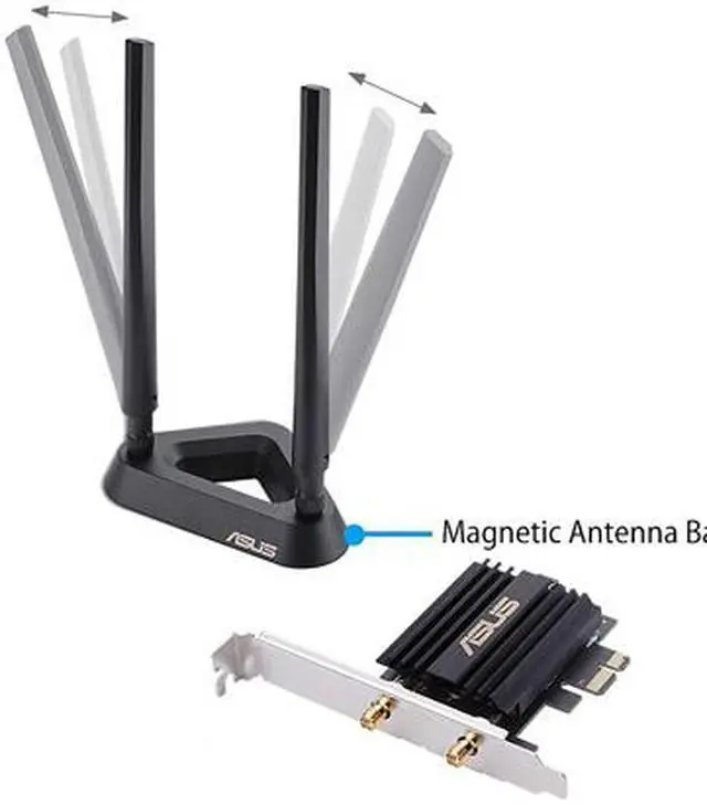Alt view image 2 of 6 - ASUS PCE-AX58BT AX3000 Dual Band PCI-E WiFi 6 (802.11ax) Adapter IEEE 802.11 ax, Bluetooth 5.0 PCI Express AX 3000 (2402Mbps+574Mbps) Wireless Data Rates