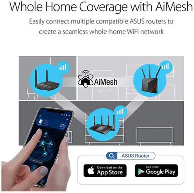 Alt view image 5 of 6 - ASUS RT-AX56U AX1800 WiFi 6 Dual-Band WiFi Router, Lifetime Internet Security with AiProtection, Whole-home WiFi with AiMesh, MU-MIMO, OFDMA, VPN Setting