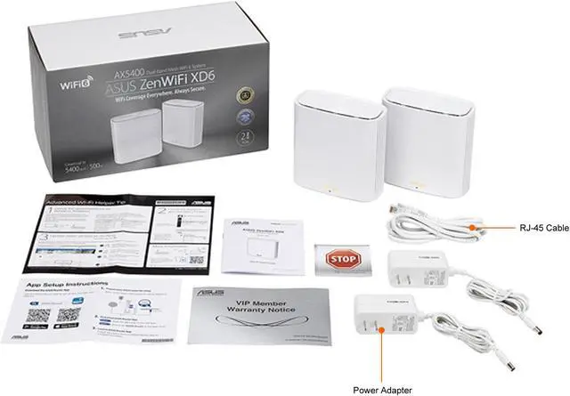 Alt view image 6 of 6 - ASUS XD6 (W-2-PK) ZenWiFi Whole-Home Dual-Band Mesh WiFi 6 System XD6 White - 2 Pack, Coverage up to 5,400 sq.ft & 4+ Rooms, 5400Mbps, Lifetime Free Internet Security, Parental Control, Easy Setup