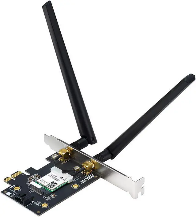 Alt view image 3 of 5 - ASUS AX1800 PCIe WiFi Adapter (PCE-AX1800) - WiFi 6, Bluetooth 5.2, Ultra-Low Latency Wireless, 2 External Antenna, Supporting Total Data Rate up to 1800Mbps, WPA3 Network Security, OFDMA and MU-MIMO