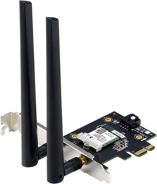 Alt view image 4 of 5 - ASUS AX1800 PCIe WiFi Adapter (PCE-AX1800) - WiFi 6, Bluetooth 5.2, Ultra-Low Latency Wireless, 2 External Antenna, Supporting Total Data Rate up to 1800Mbps, WPA3 Network Security, OFDMA and MU-MIMO