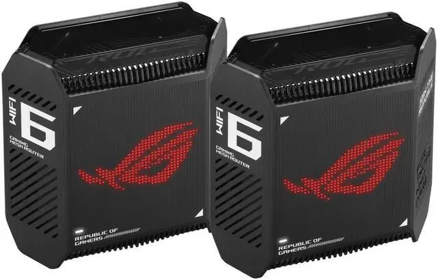 Alt view image 2 of 9 - ASUS ROG Rapture GT6 (2PK) Tri-Band WiFi 6 Gaming Mesh WiFi System, covers up to 5,800 sq ft, 2.5 Gbps port, triple-level game acceleration, ASUS RangeBoost Plus, UNII 4, Free lifetime internet security, Black