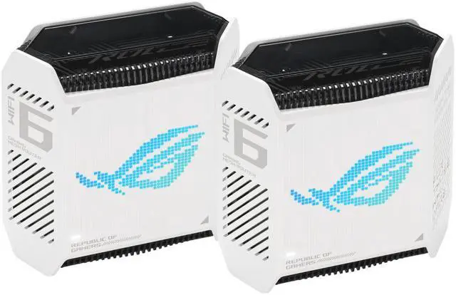 Alt view image 2 of 13 - ASUS ROG Rapture GT6 (2PK) Tri-Band WiFi 6 Gaming Mesh WiFi System, covers up to 5,800 sq ft, 2.5 Gbps port, triple-level game acceleration, ASUS RangeBoost Plus, UNII 4, Moonlight White