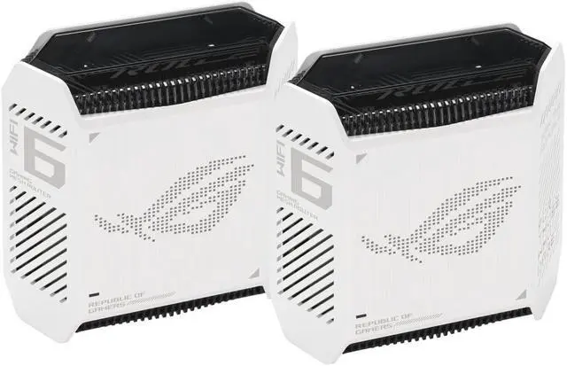 Alt view image 3 of 13 - ASUS ROG Rapture GT6 (2PK) Tri-Band WiFi 6 Gaming Mesh WiFi System, covers up to 5,800 sq ft, 2.5 Gbps port, triple-level game acceleration, ASUS RangeBoost Plus, UNII 4, Moonlight White